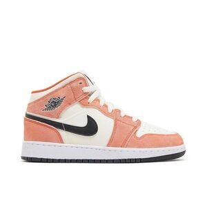 Nike Air Jordan Mid in Coral and White Orange and Suede
